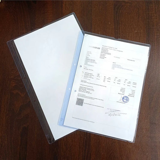 PVC Margin Punch Folder File Plastic Sheet Extra Thick Sleeves Folder File for A4/Legal Size Document Certificate with 2 Punch Holes & Tab Cut Transparent (Pack of 25)